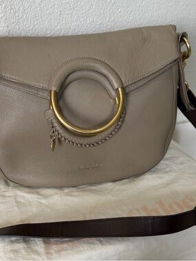 CHLOE SEE BY CHLOE JOAN LEATHER 2WAY BAG SHOULDER HAND BAG in Taupe